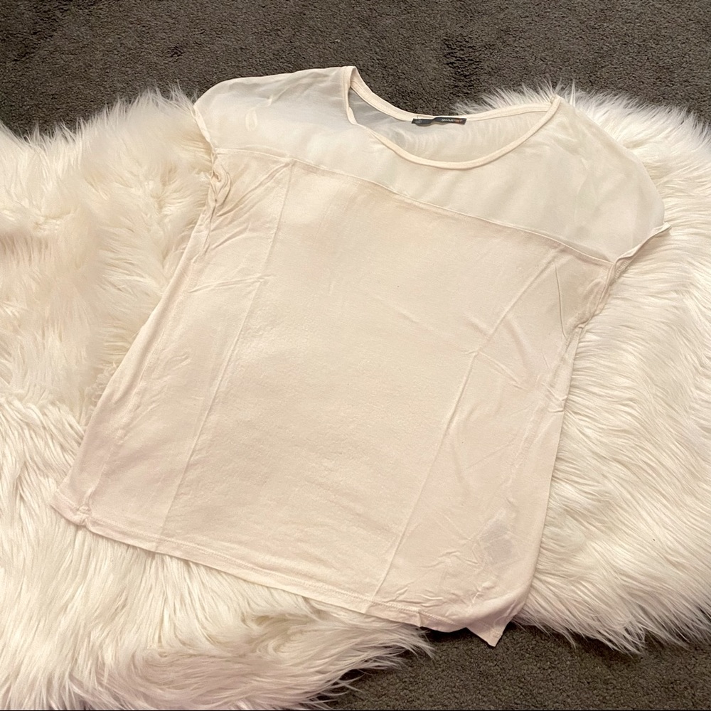 White t-shirt with sheer panel on top